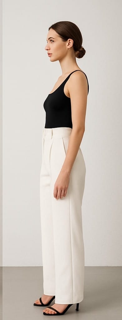 Women’s High-Waist Wide-Leg Formal Pants – White