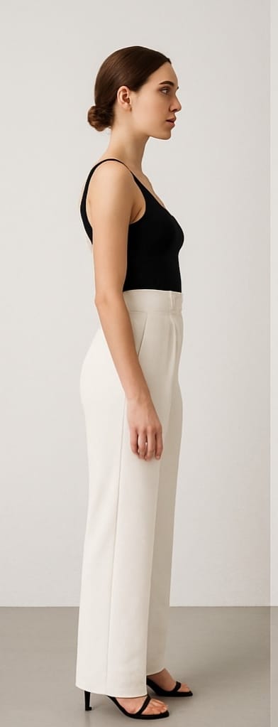 Women’s High-Waist Wide-Leg Formal Pants – White