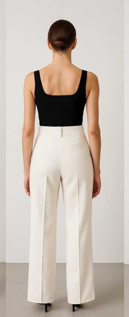 Women’s High-Waist Wide-Leg Formal Pants – White