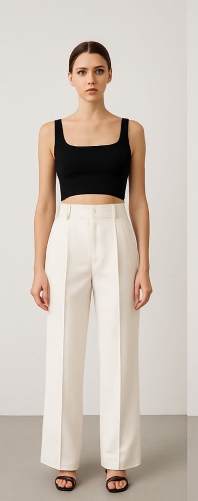 Women’s High-Waist Wide-Leg Formal Pants – White