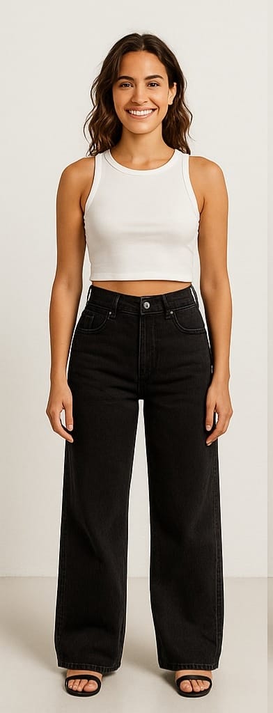 High-Waist Wide Leg Denim Pants for Women | Trendy, Comfortable & Versatile Bottom Wear