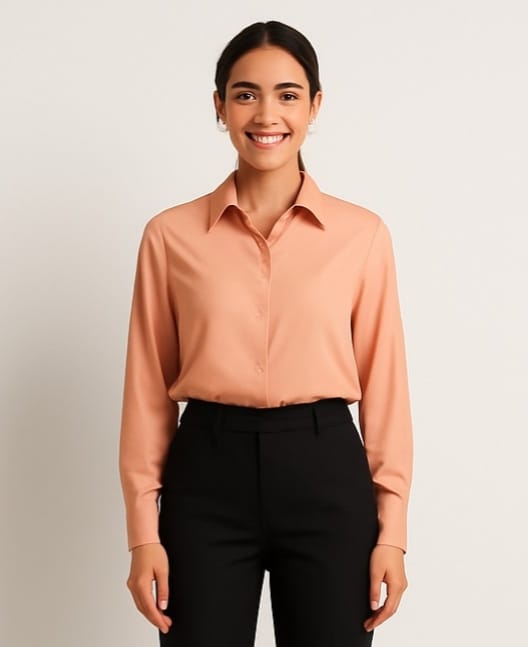 Chic Peach Formal Shirt for Women