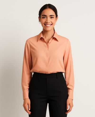 Chic Peach Formal Shirt for Women