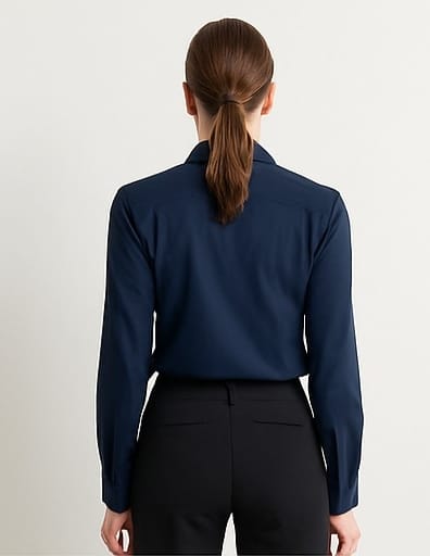 Elegant Navy Blue Formal Shirt for Women