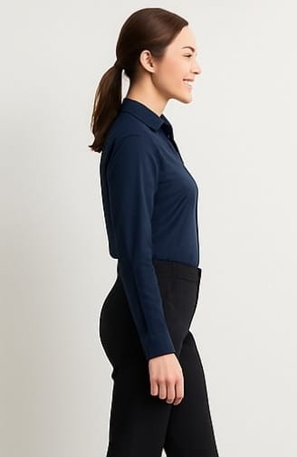 Elegant Navy Blue Formal Shirt for Women