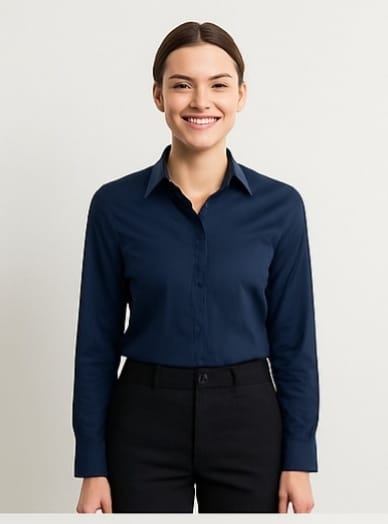 Elegant Navy Blue Formal Shirt for Women