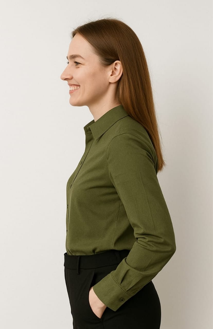Classic Olive Green Formal Shirt for Women