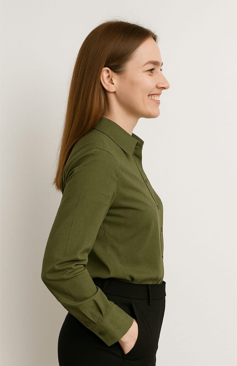 Classic Olive Green Formal Shirt for Women