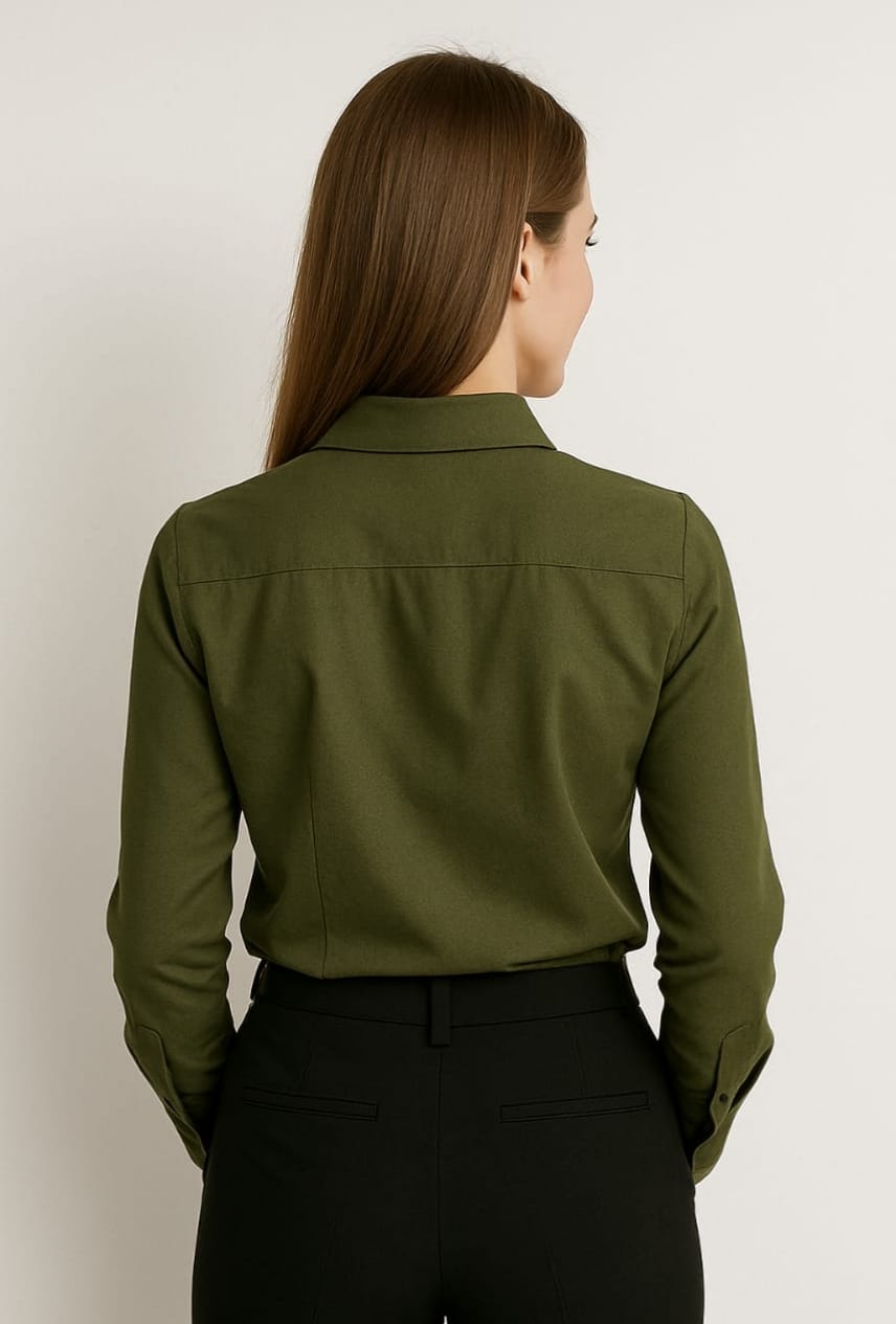 Classic Olive Green Formal Shirt for Women