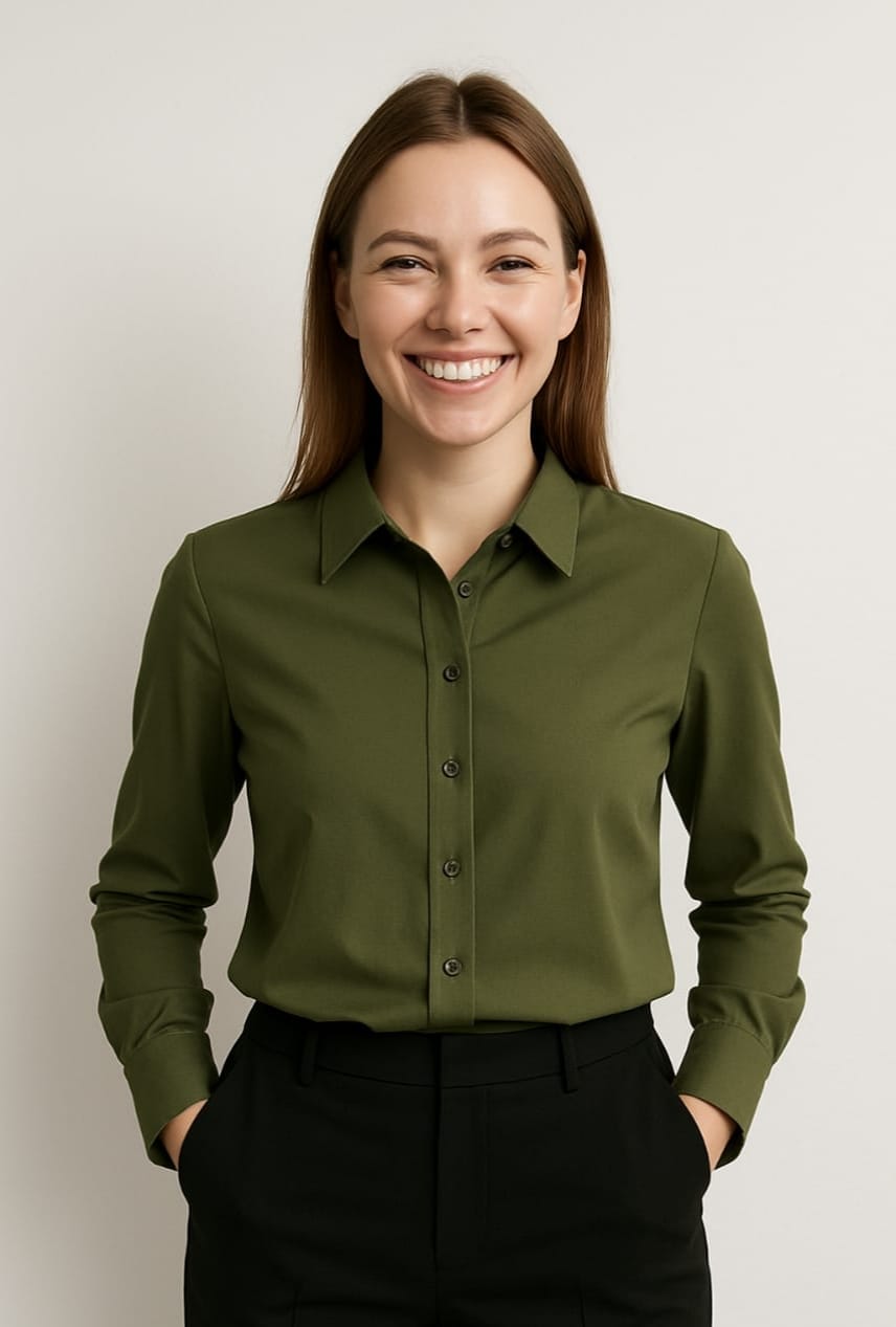 Classic Olive Green Formal Shirt for Women