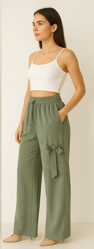 Women's Ligh Green Parachute Lower with Side Bow Detail