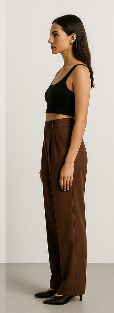 Women’s High-Waist Wide-Leg Formal Pants – Brown