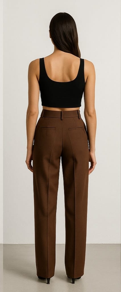 Women’s High-Waist Wide-Leg Formal Pants – Brown