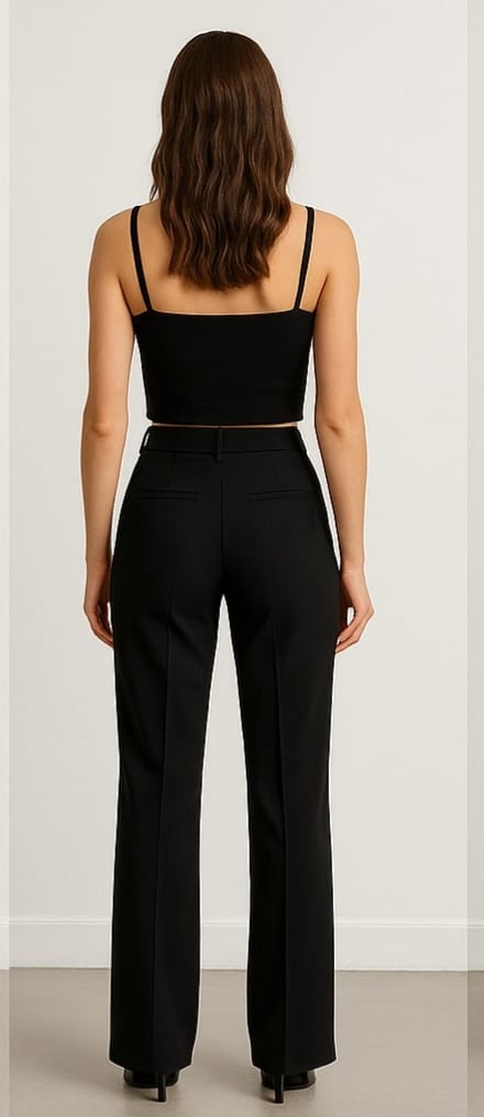 Women’s High-Waist Wide-Leg Formal Pants – Black